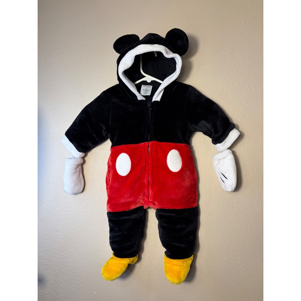 Disney Baby Mickey Mouse Hooded Fleece Coverall Costume 6-9M Halloween